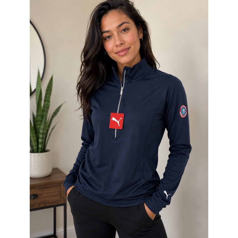 Puma Womens Rotation‎ 1/4 Zip Golf Pullover Navy Blazer Dan Jansen Classic S